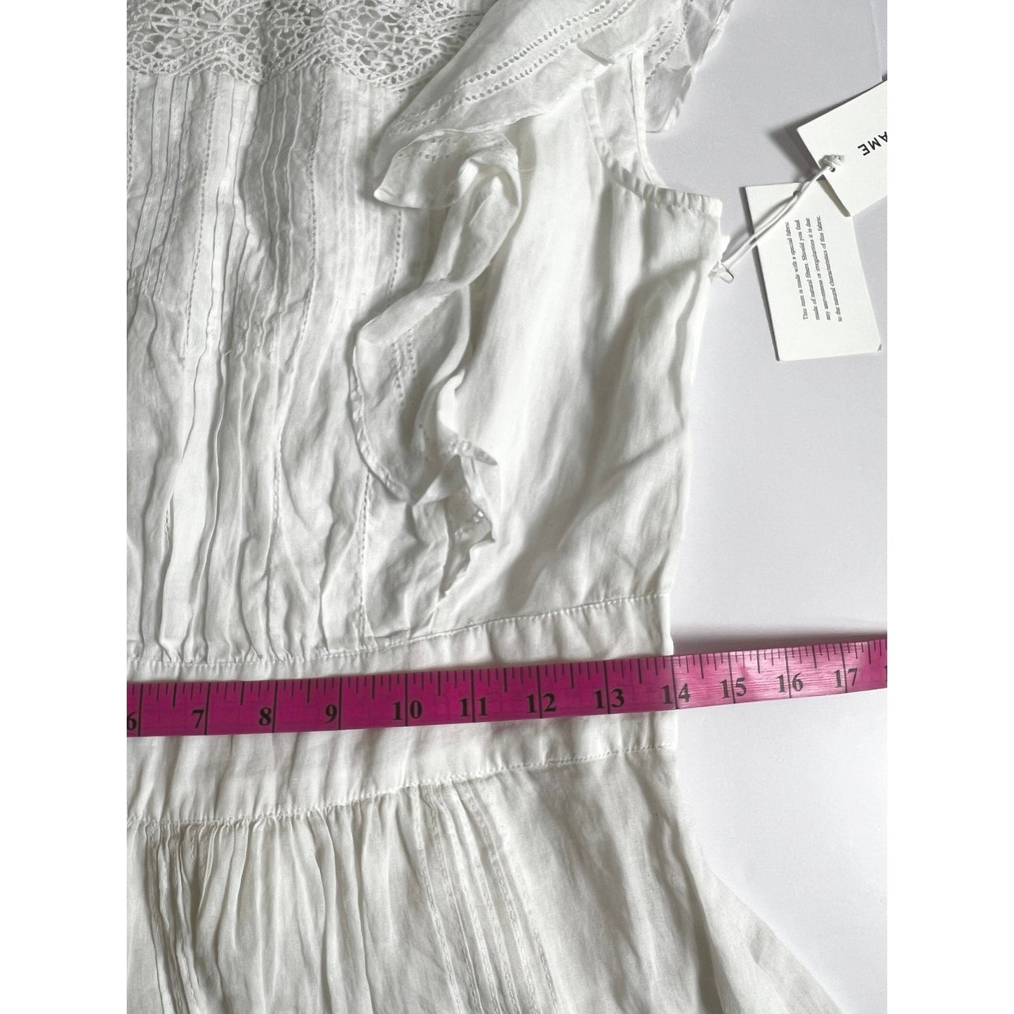 FRAME White Cotton Lace Trim Sleeveless Dress - Size Small