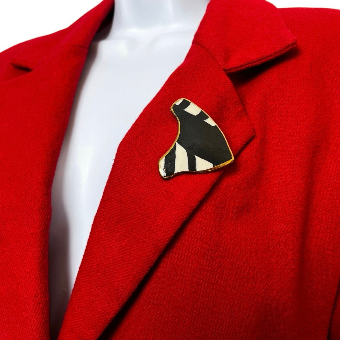 Vintage Original Wool Single-Button Blazer w/Brooch/M/8