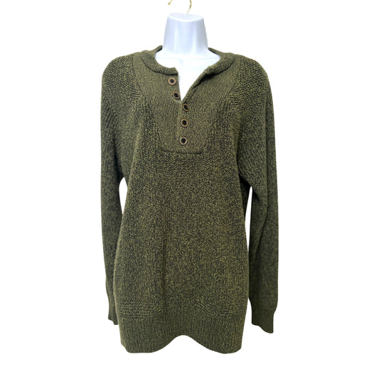 Vintage 90s RedHead Knit Green Henley Sweater/M