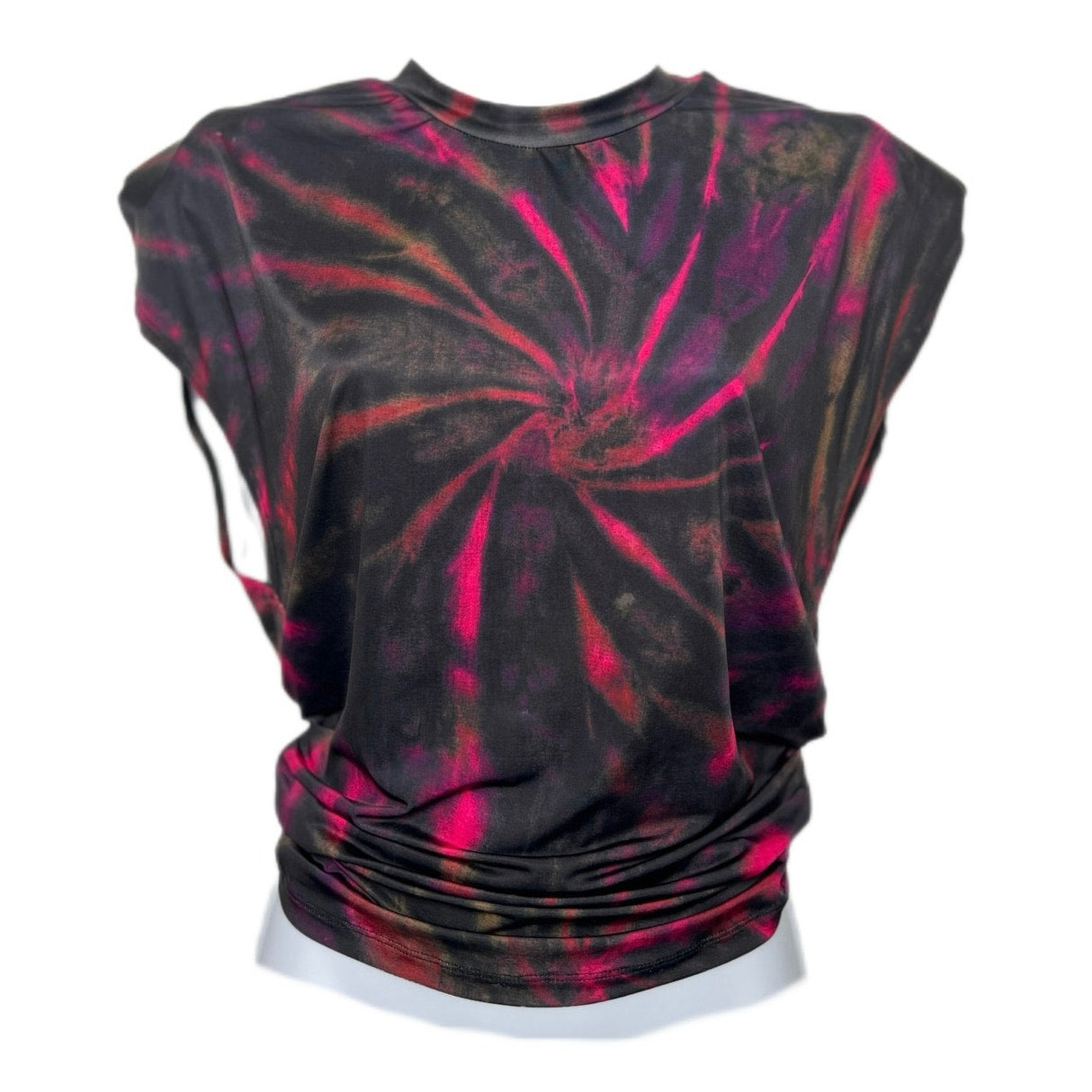 AFRM Billie Shoulder Pad Crew Neck Drop Arm Draped Top M