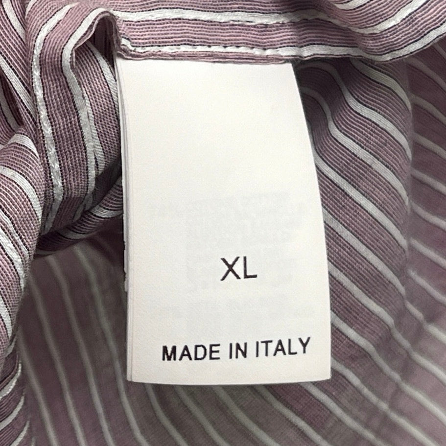 Brunello Cucinelli Cotton/Silk Blend Striped Button-Front Shirt/XL