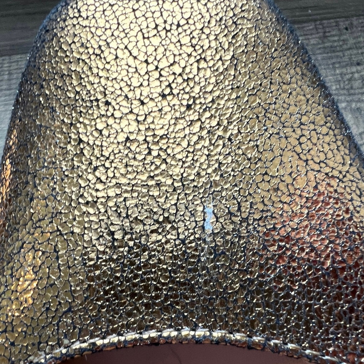 Boden Gold Cracked Leather Ankle Strap Mary Jane Flats 7