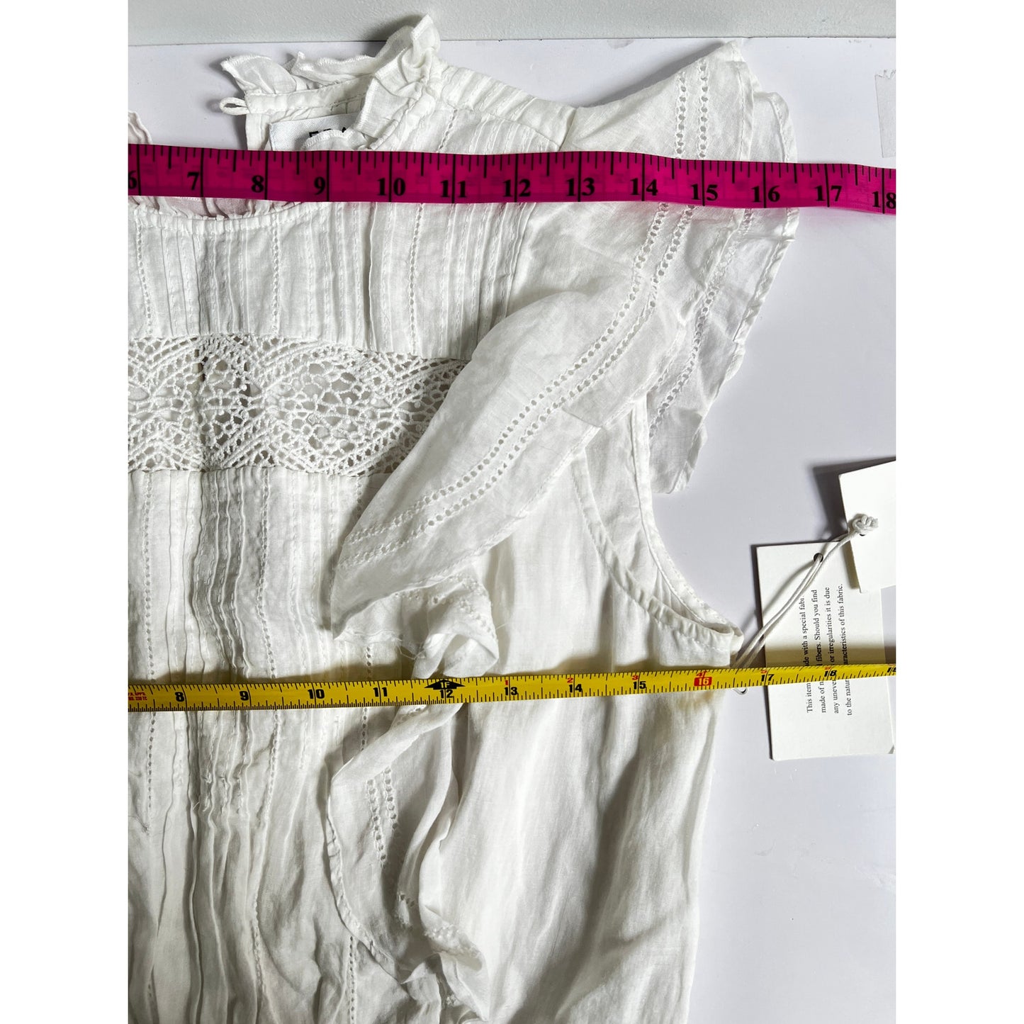 FRAME White Cotton Lace Trim Sleeveless Dress - Size Small