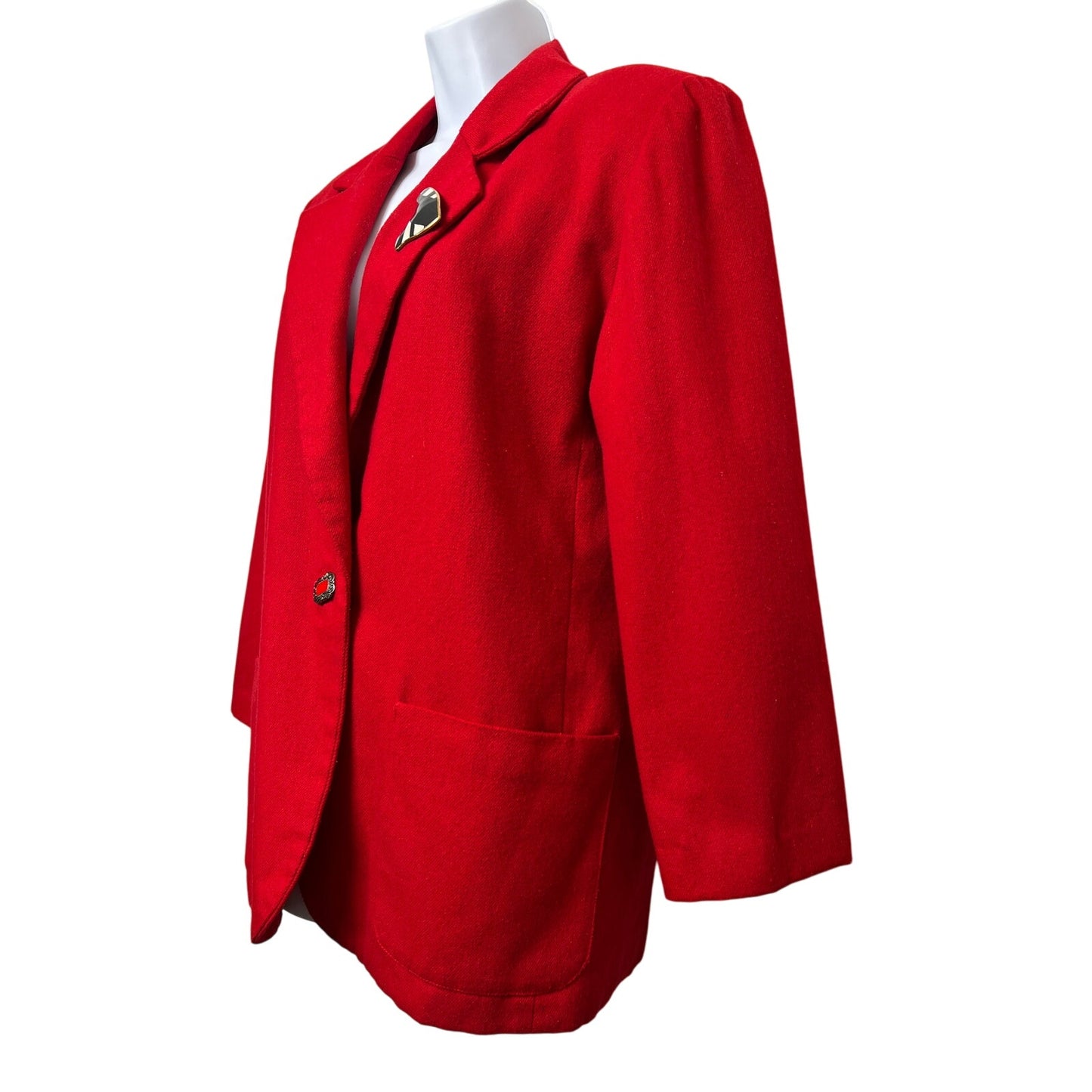 Vintage Original Wool Single-Button Blazer w/Brooch/M/8