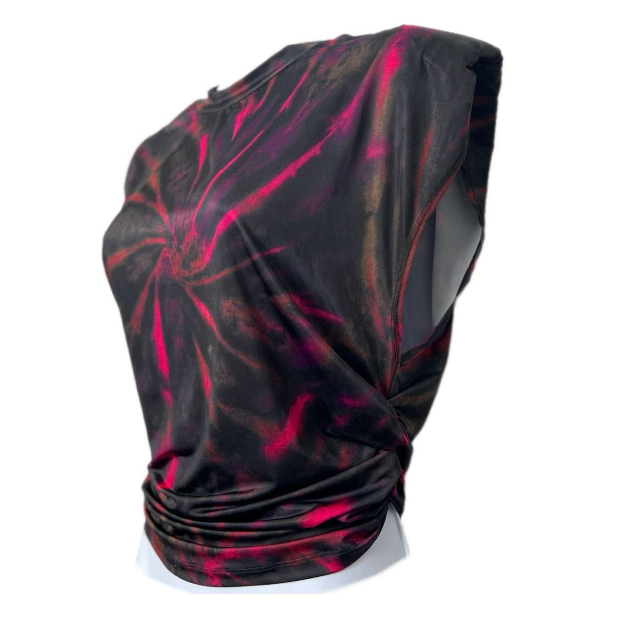 AFRM Billie Shoulder Pad Crew Neck Drop Arm Draped Top M