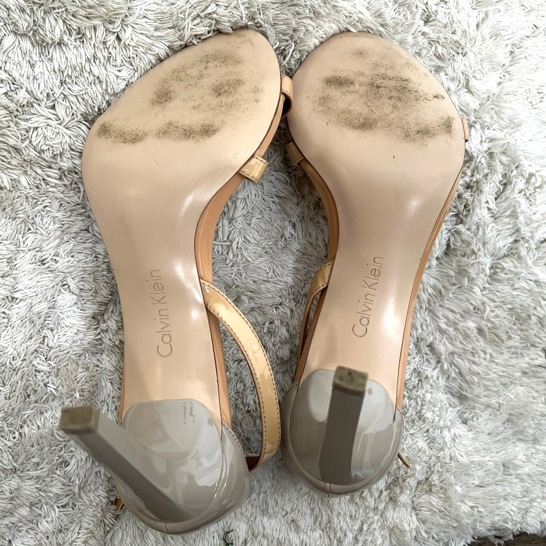 Calvin Klein Narella Two-Tone Nude/Taupe Strappy Heels 8