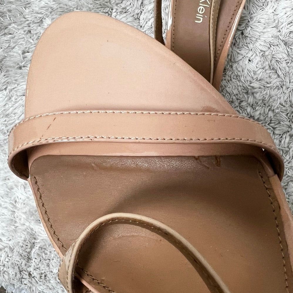 Calvin Klein Narella Two-Tone Nude/Taupe Strappy Heels 8