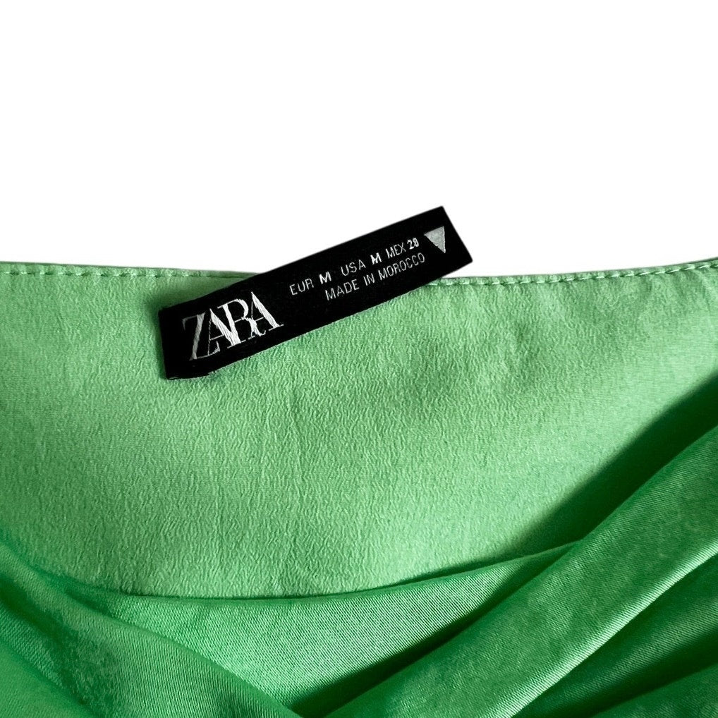 Zara Satin Effect Cowl Neck Crop Top with Corset Boning M