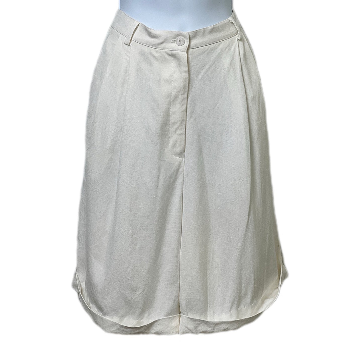Talbots Petites Ivory Pleated Front Linen Blend Shorts/14P