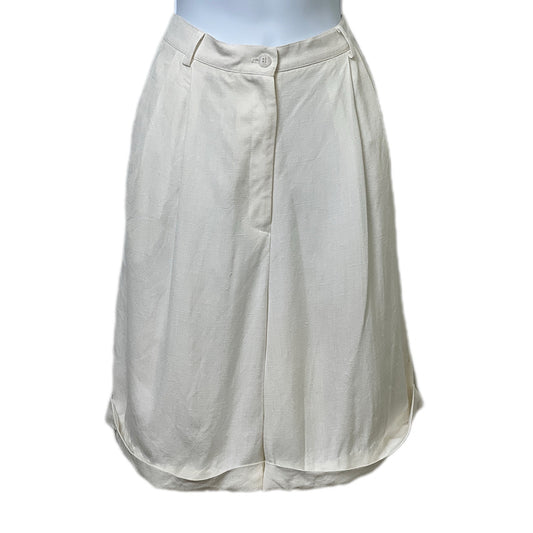 Talbots Petites Ivory Pleated Front Linen Blend Shorts/14P