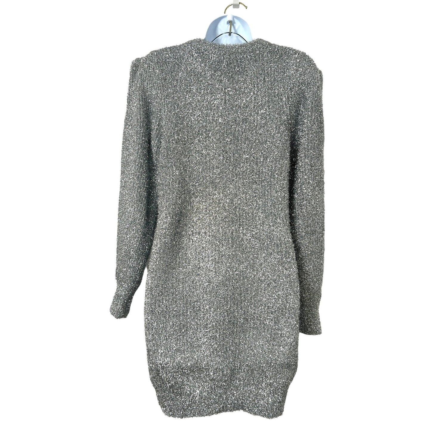 Ronny Kobo Sweater Dress Mini Party Crewneck Metallic Silver XS/S