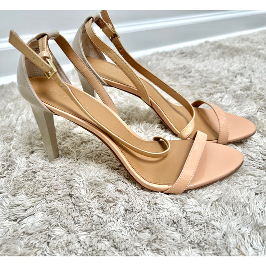 Calvin Klein Narella Two-Tone Nude/Taupe Strappy Heels 8