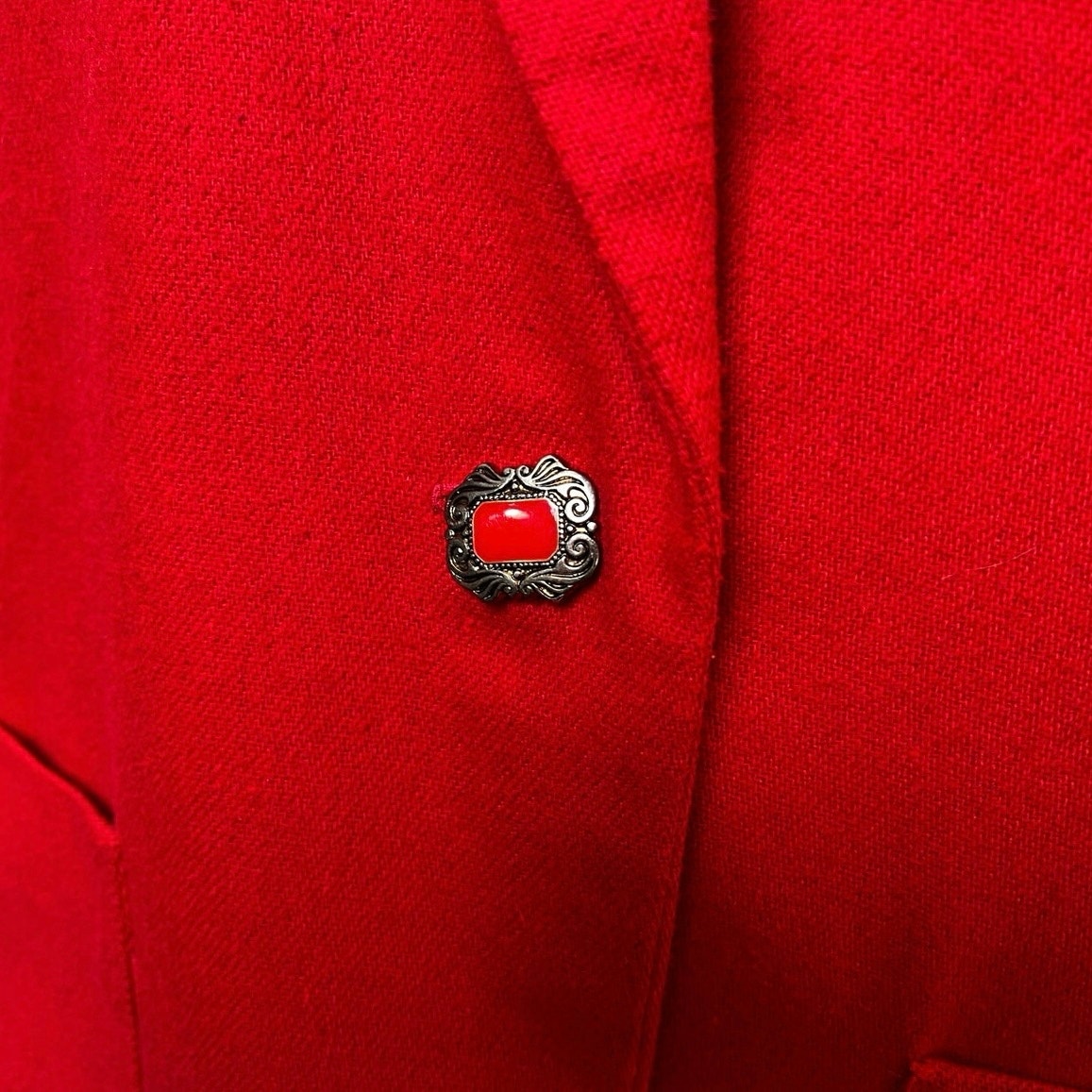 Vintage Original Wool Single-Button Blazer w/Brooch/M/8