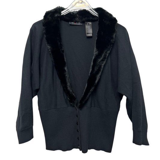 Vintage Y2K Axcess Liz Claiborned Fur Collar Cardigan XL