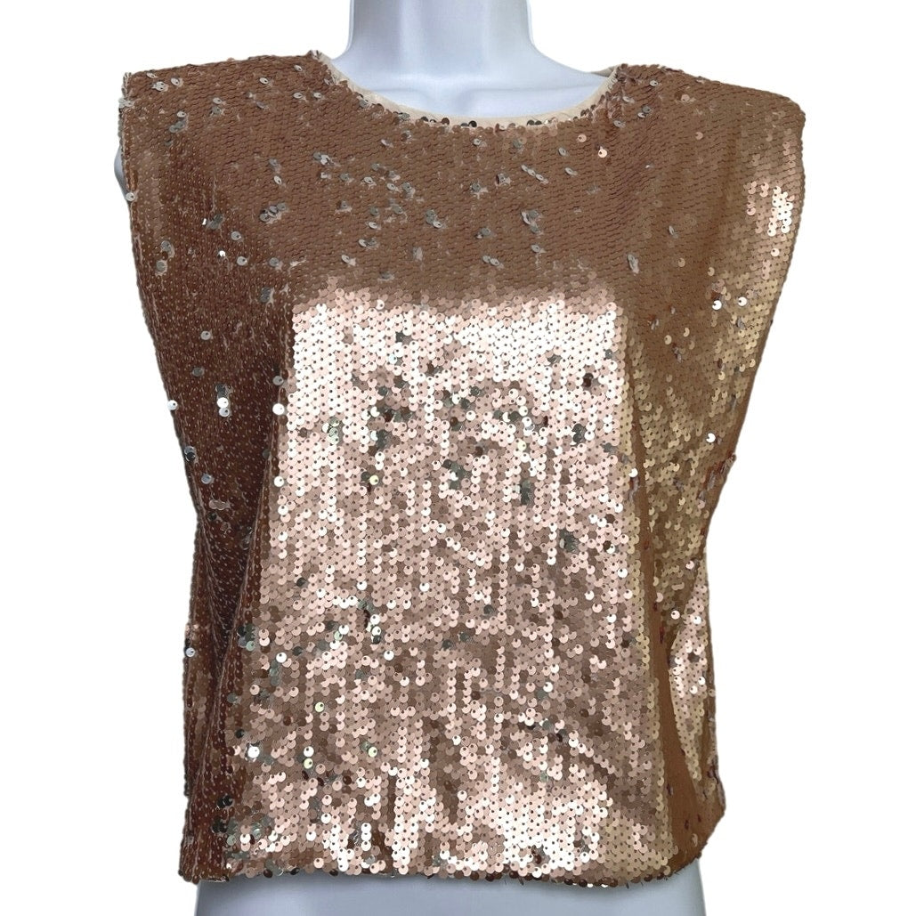 Vestique Sequin Rose Gold Make a Toast Top/L