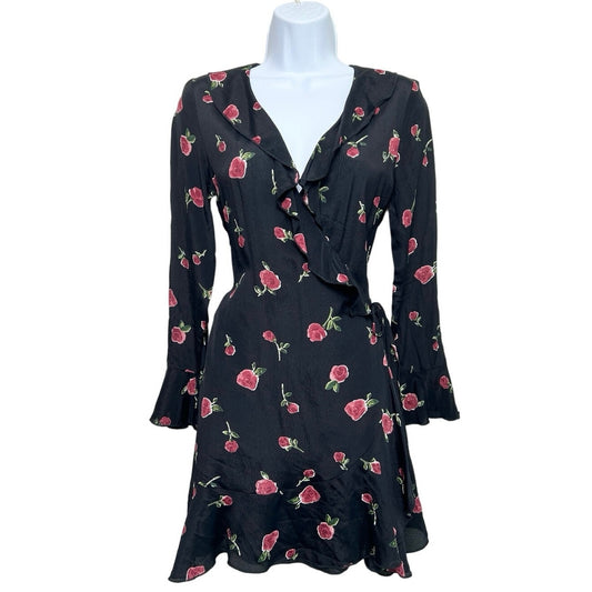 Roe + May Floral Long Sleeve Mini Wrap Dress/S