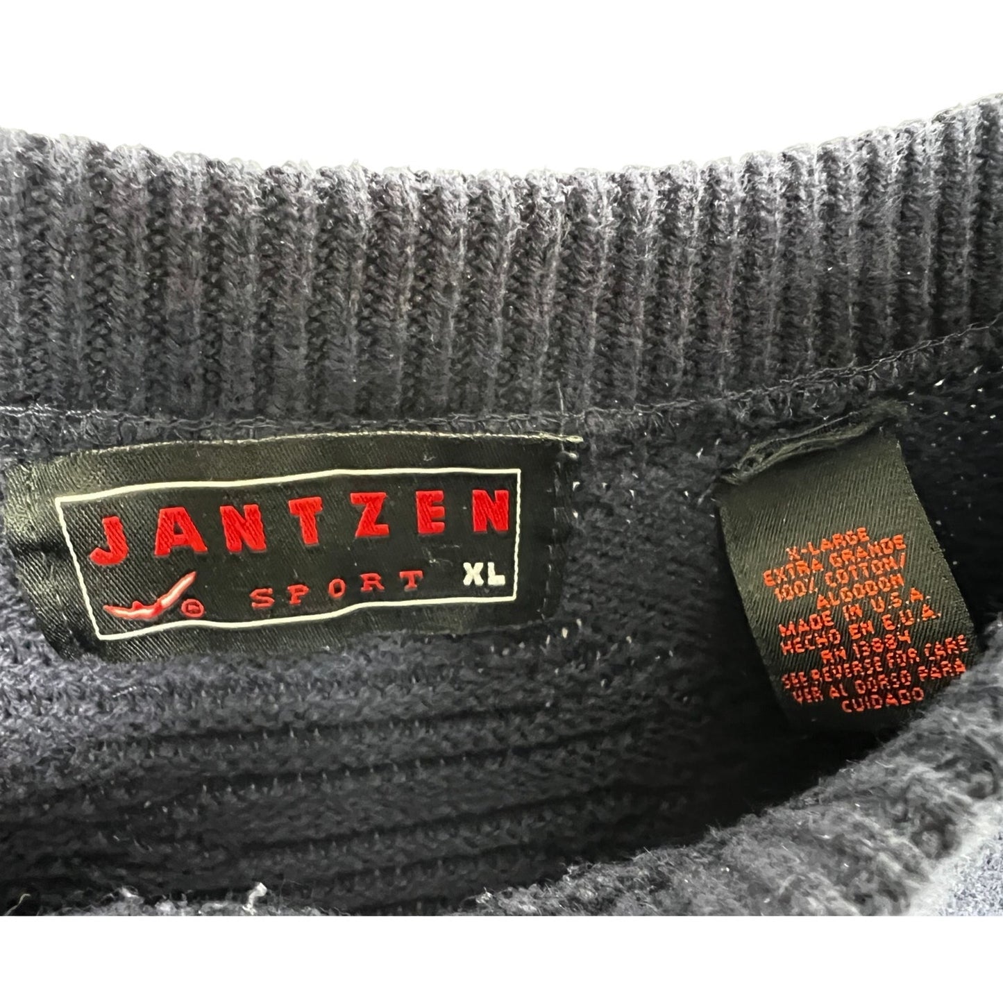 Jantzen Sport Vintage 80s Navy 100% Cotton Sweater XL