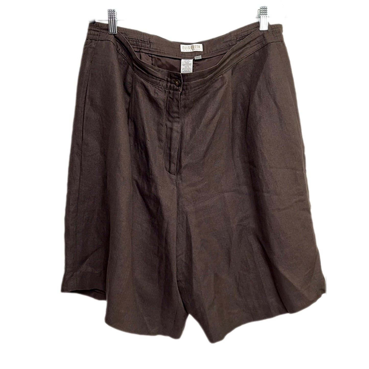 Elisabeth by Liz Claiborne Brown Linen Blend High Waist Shorts/16 (Fits Large)