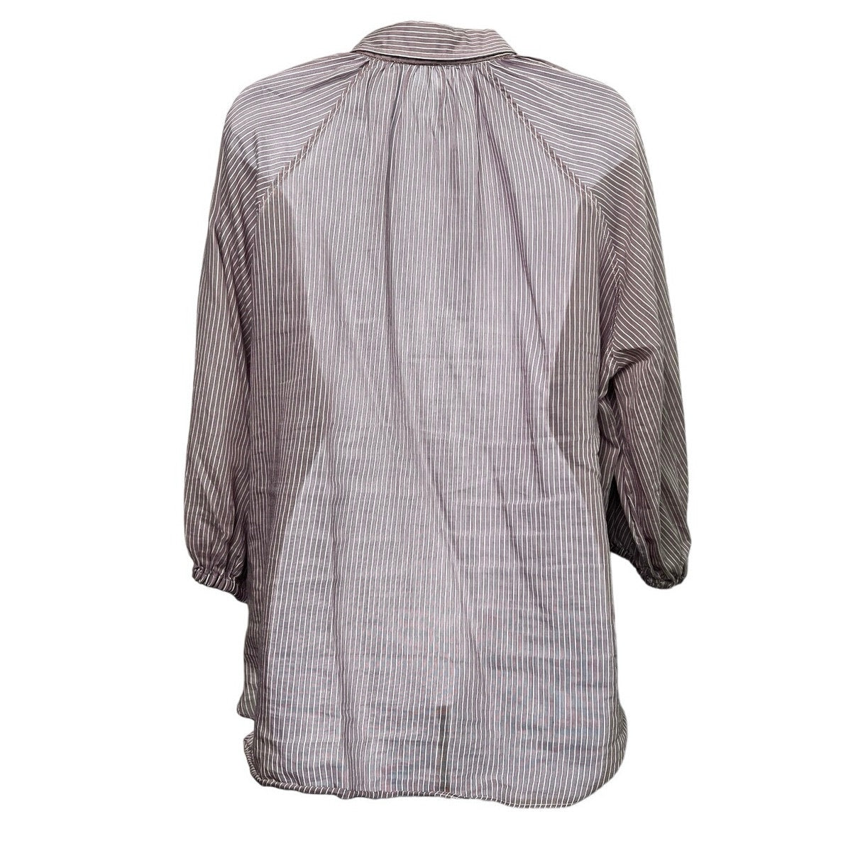 Brunello Cucinelli Cotton/Silk Blend Striped Button-Front Shirt/XL