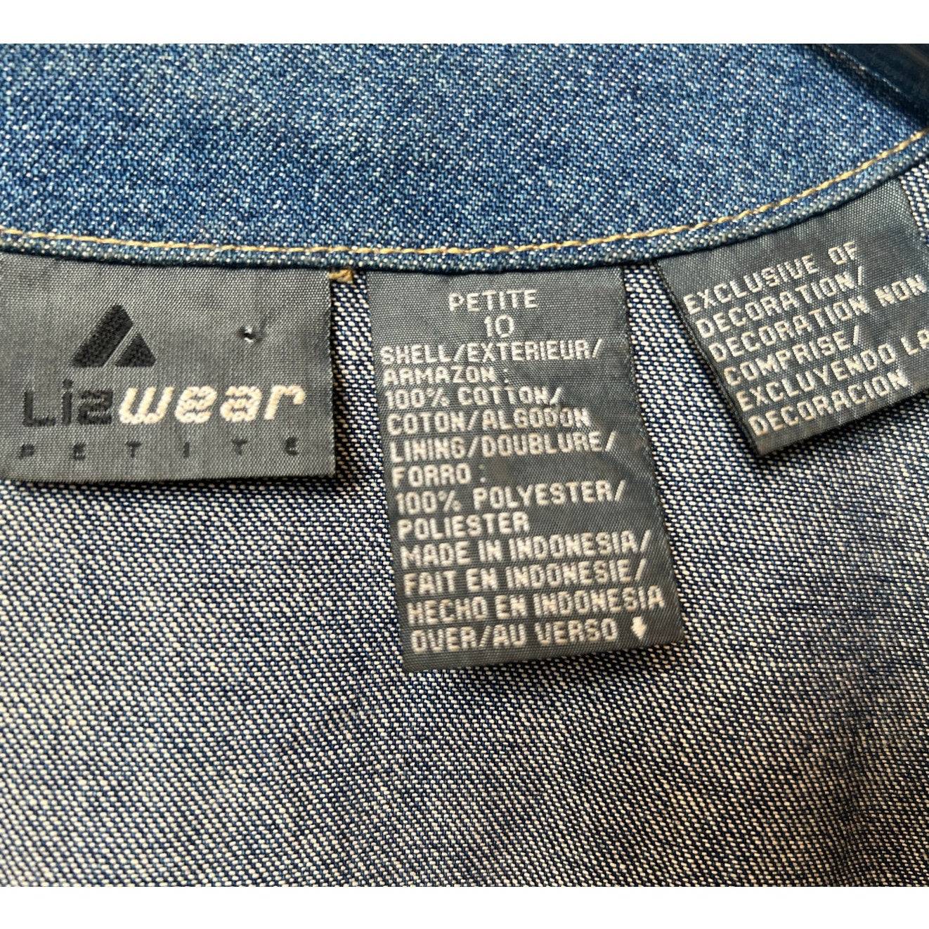 Vntg Y2K Lizwear Petite Liza Claiborne Denim Cropped Jacket