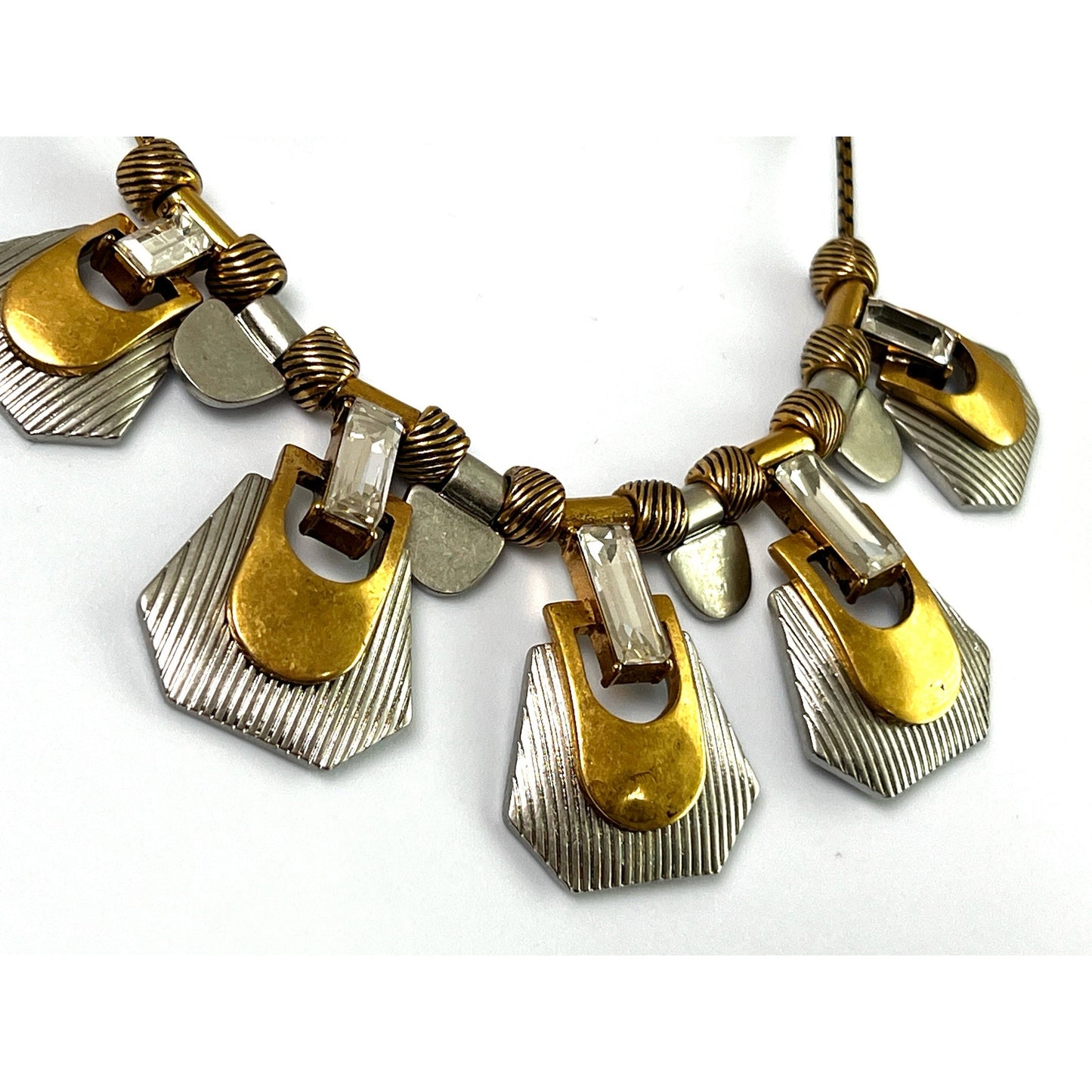 J. Crew Deco Style Two-Tone & Crystal Statement Necklace