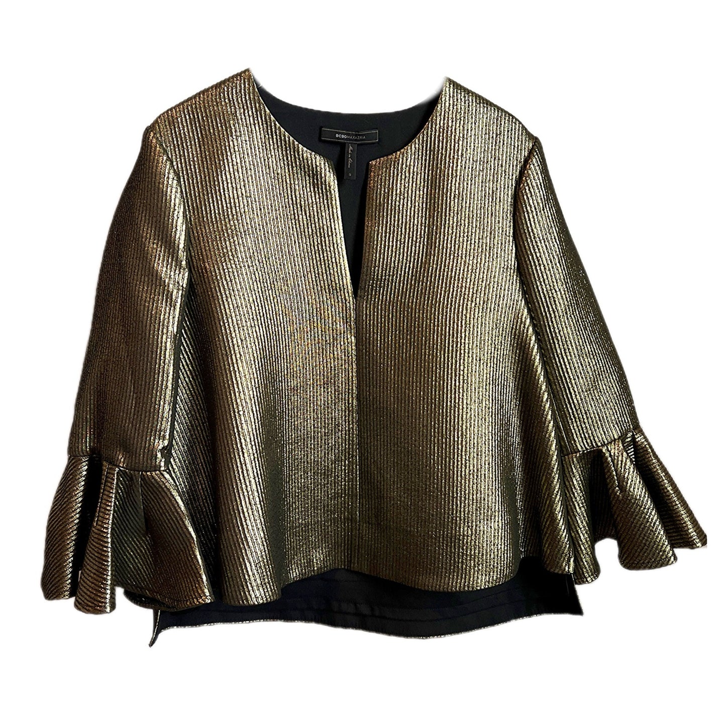 BCBGMaxAzria Valari Gold Ruffle Sleeve Blouse