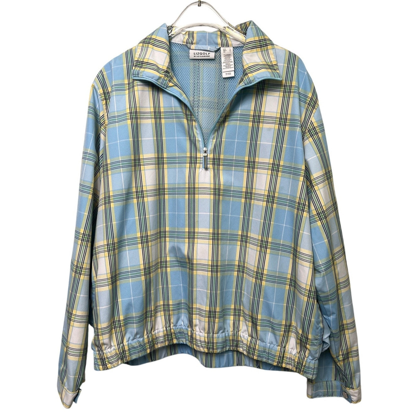 LizGolf x Liz Claiborne Plaid Women's 1/4 Zip Windbreaker L