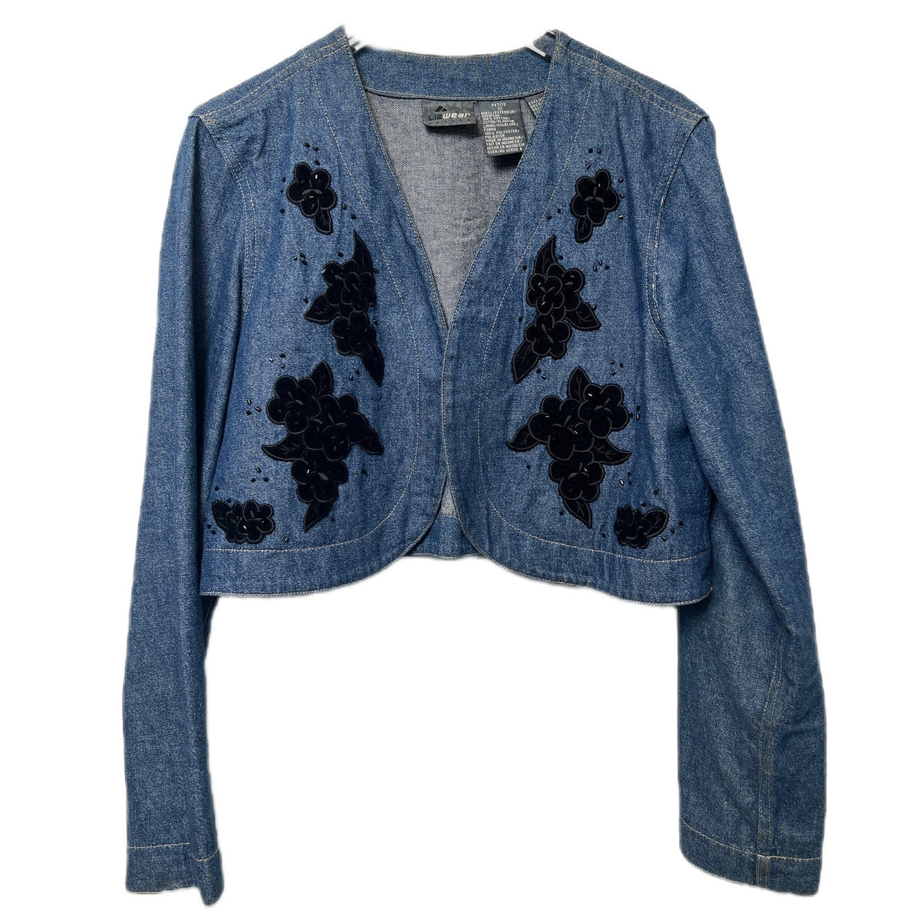 Vntg Y2K Lizwear Petite Liza Claiborne Denim Cropped Jacket