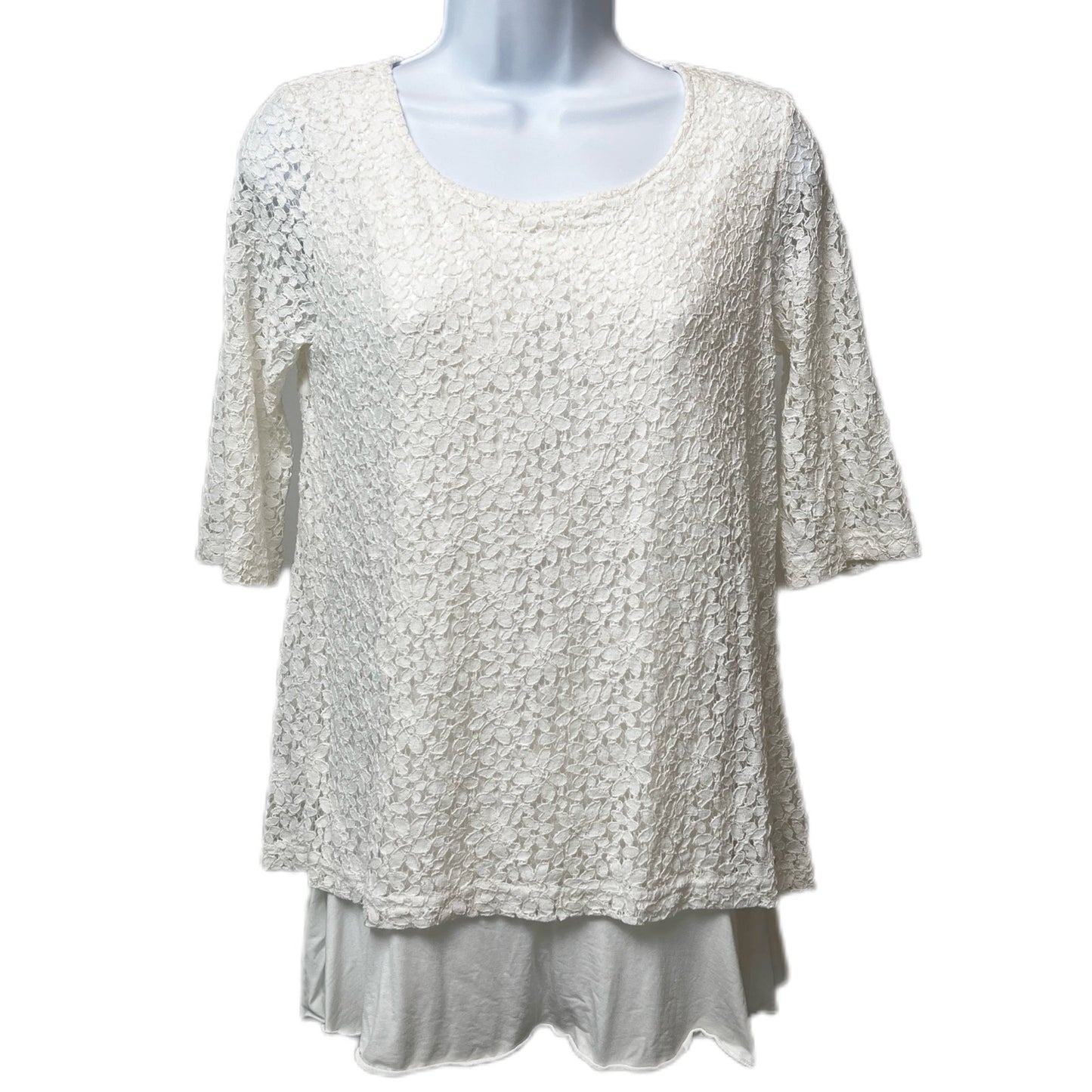 Modern Mums Floral Lace Overlay Short Sleeve Maternity Top/Tee/Medium