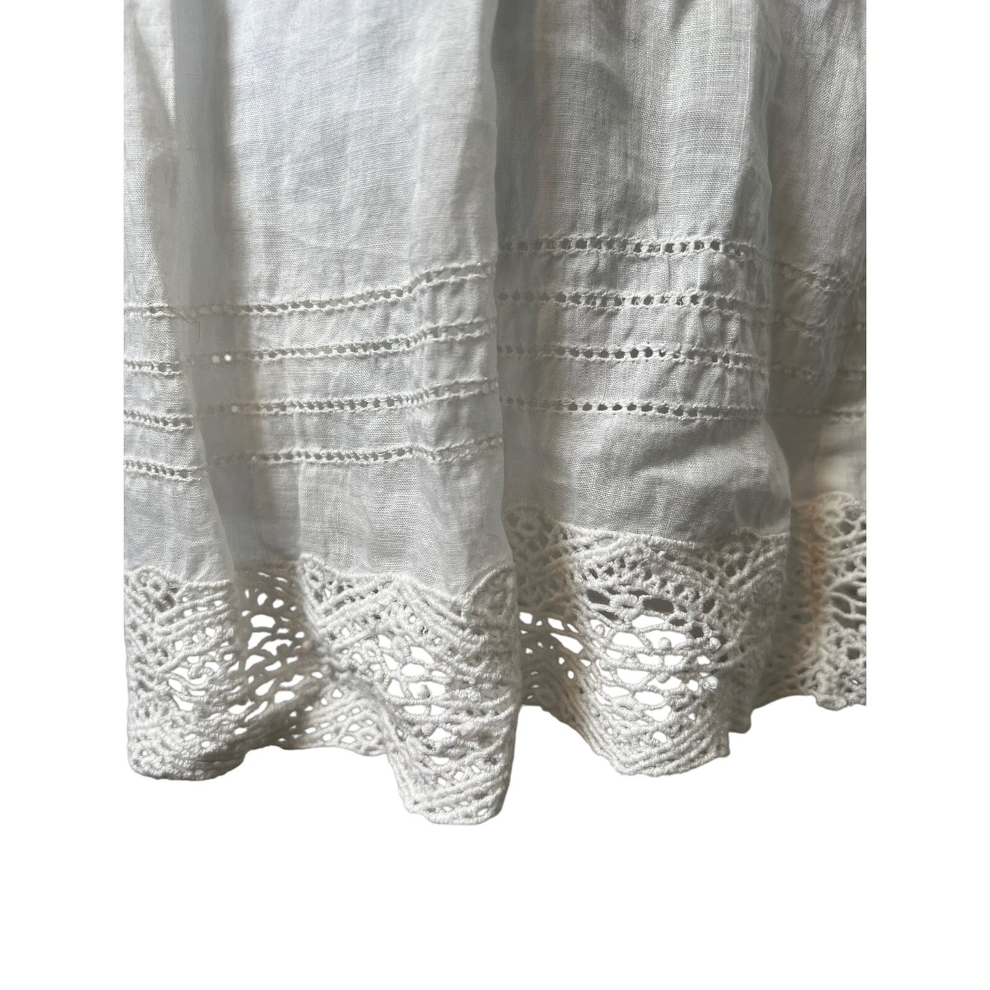 FRAME White Cotton Lace Trim Sleeveless Dress - Size Small