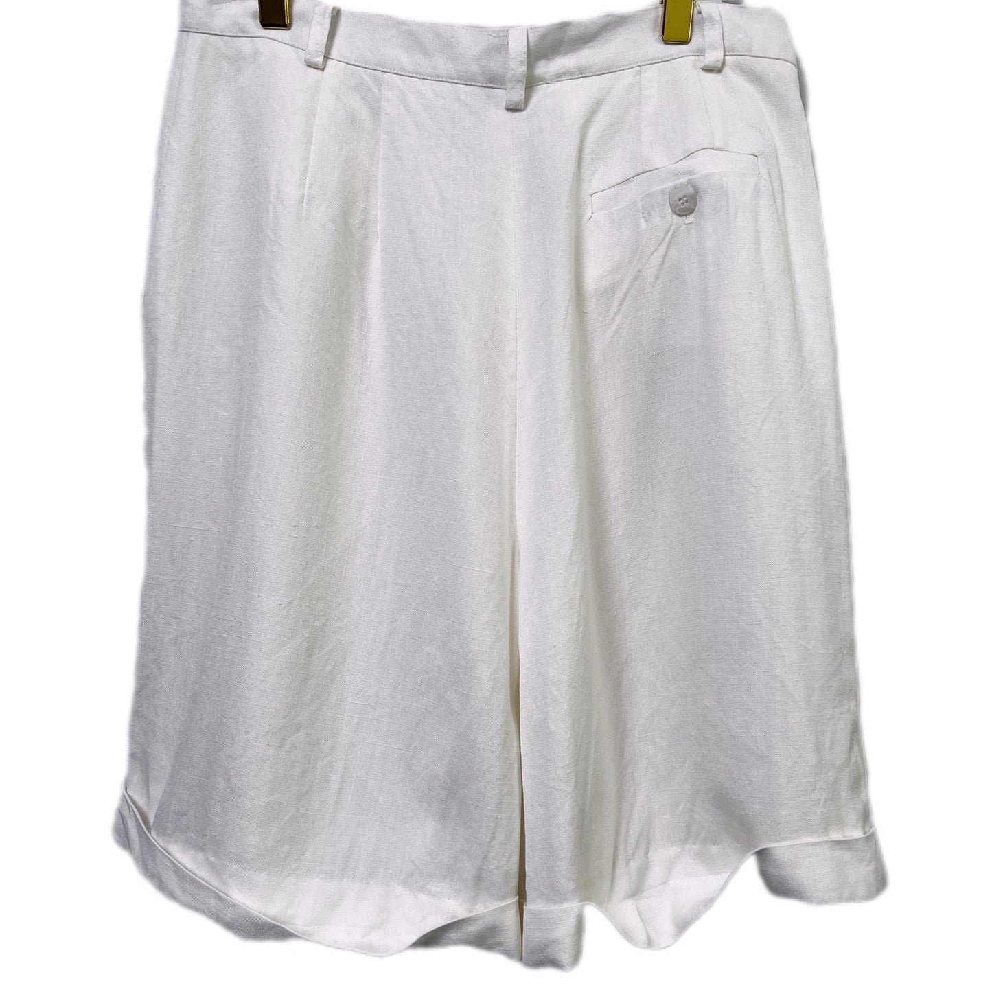 Talbots Petites Ivory Pleated Front Linen Blend Shorts/14P