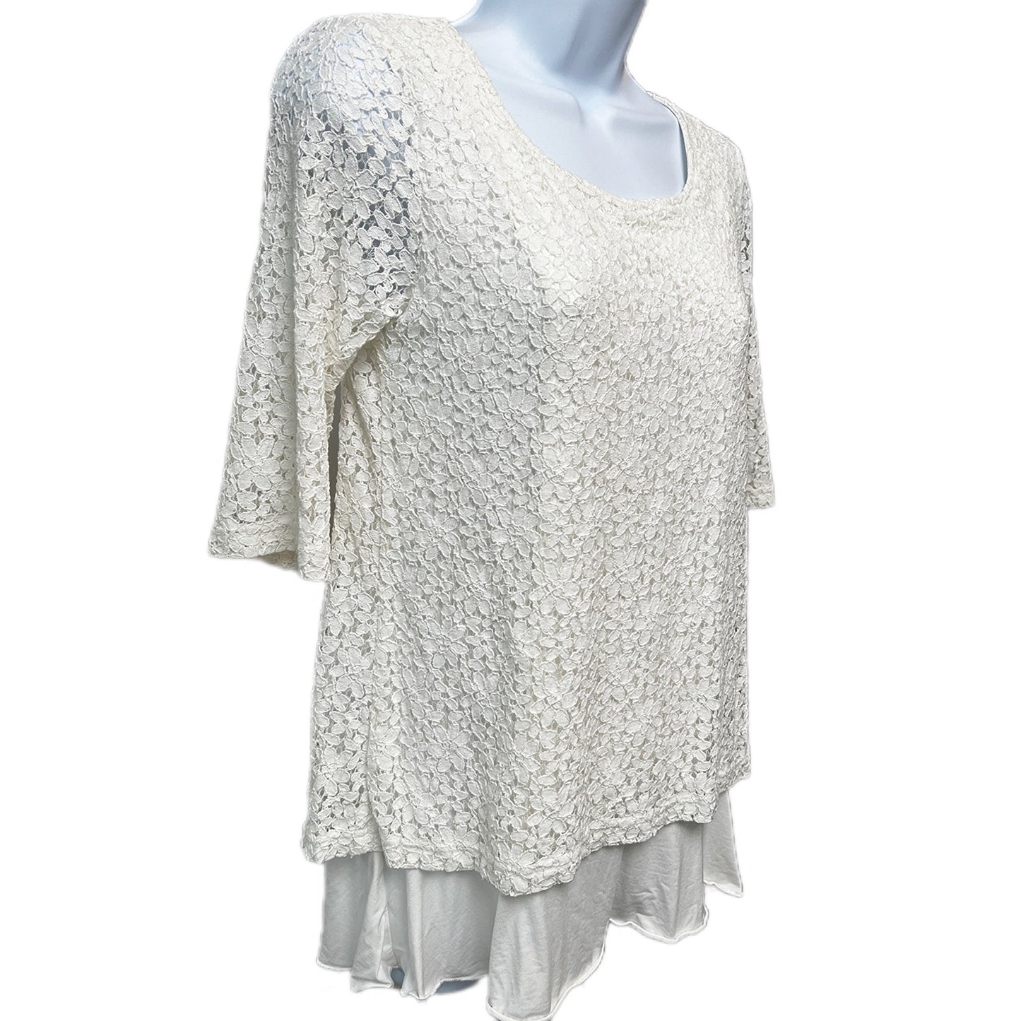 Modern Mums Floral Lace Overlay Short Sleeve Maternity Top/Tee/Medium