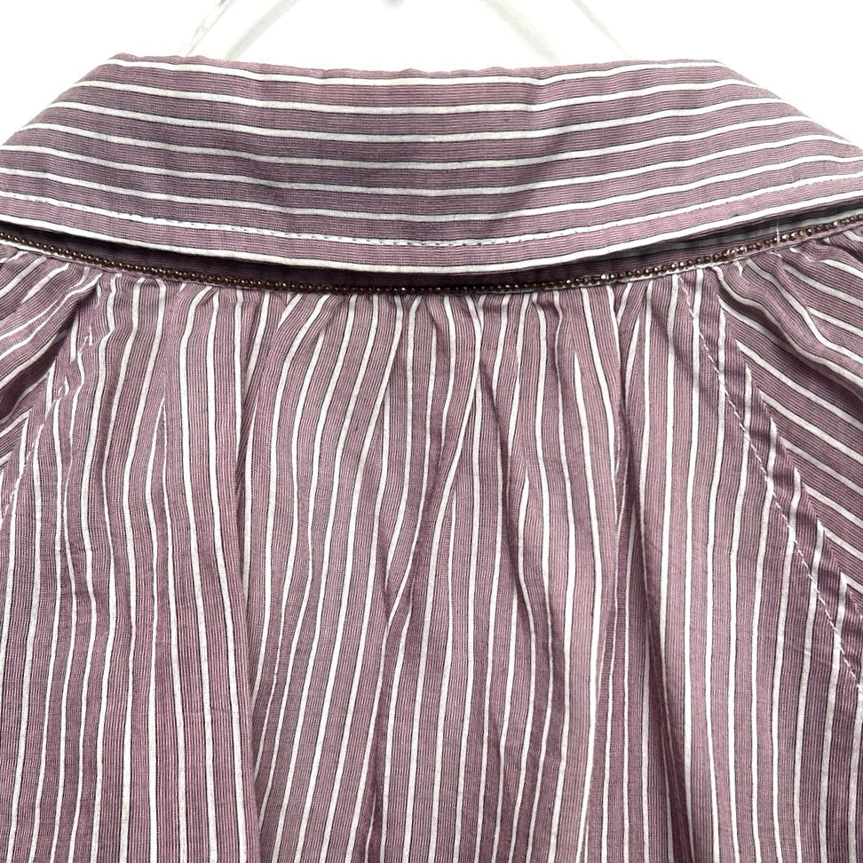 Brunello Cucinelli Cotton/Silk Blend Striped Button-Front Shirt/XL