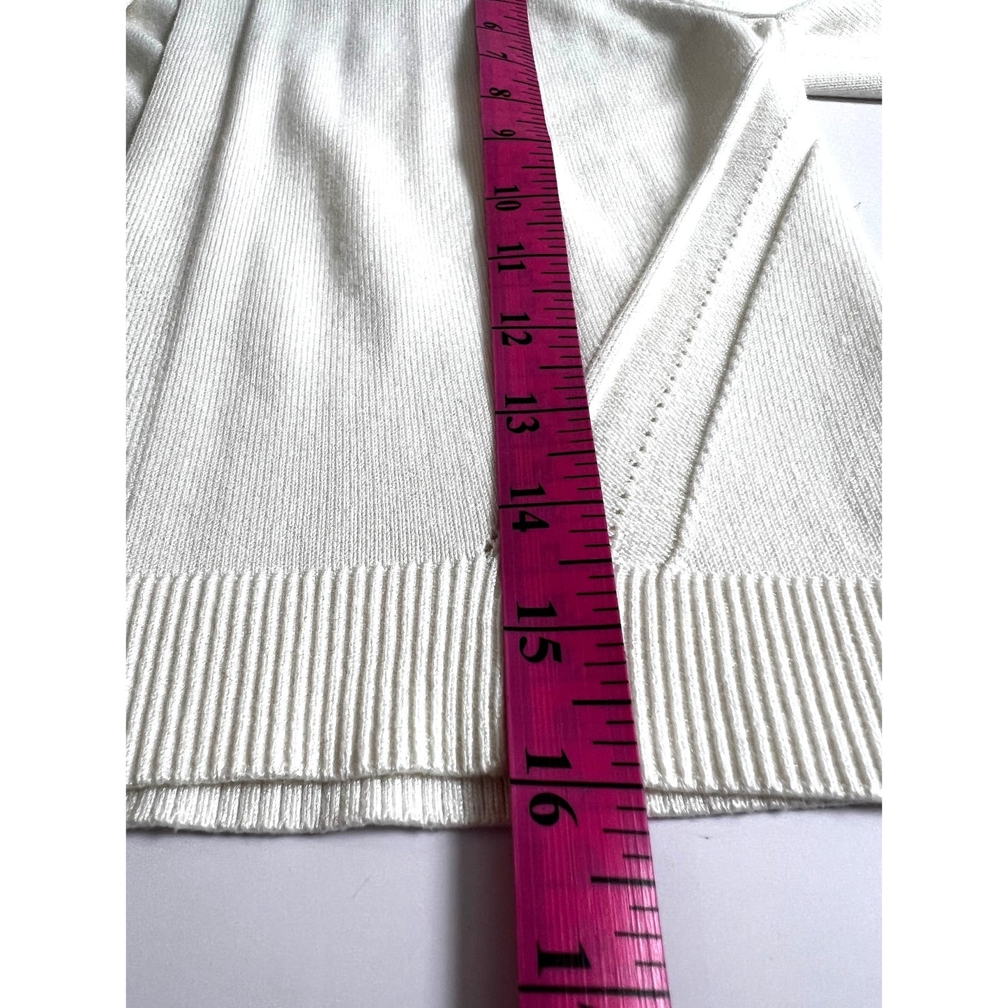 Calvin Klein Cream with Gold Chain Trim Cropped Cardigan S