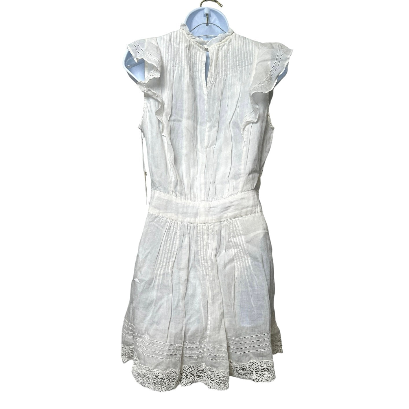 FRAME White Cotton Lace Trim Sleeveless Dress - Size Small