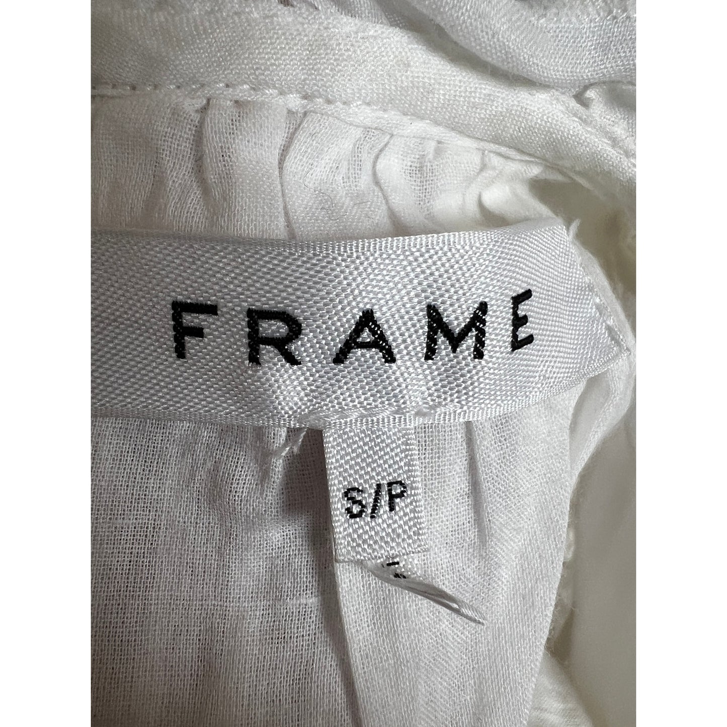 FRAME White Cotton Lace Trim Sleeveless Dress - Size Small