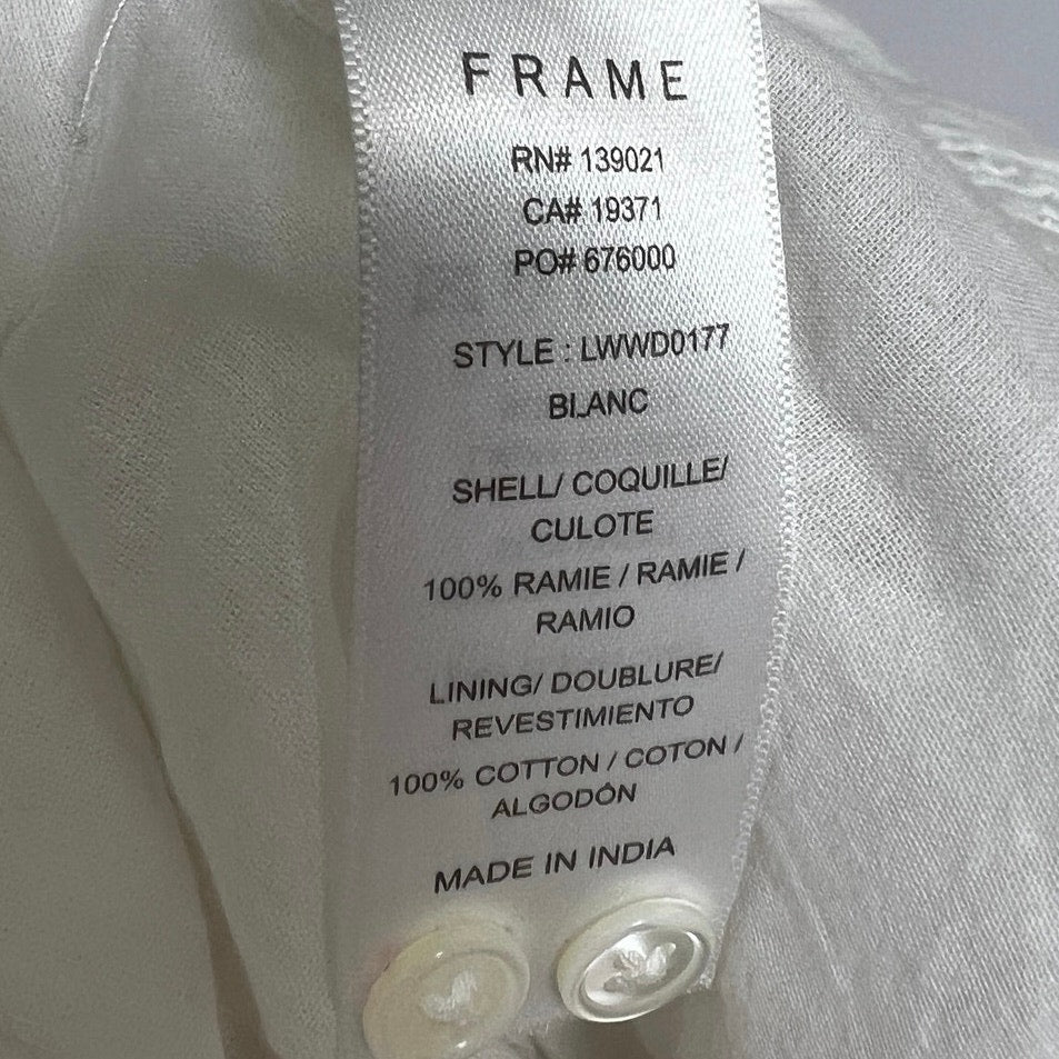 FRAME White Cotton Lace Trim Sleeveless Dress - Size Small