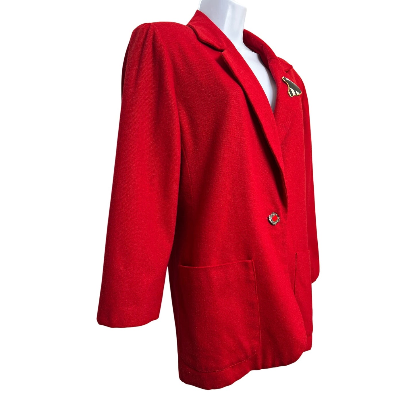 Vintage Original Wool Single-Button Blazer w/Brooch/M/8