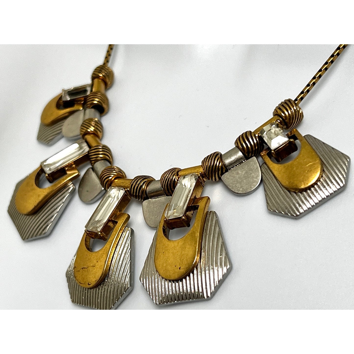 J. Crew Deco Style Two-Tone & Crystal Statement Necklace