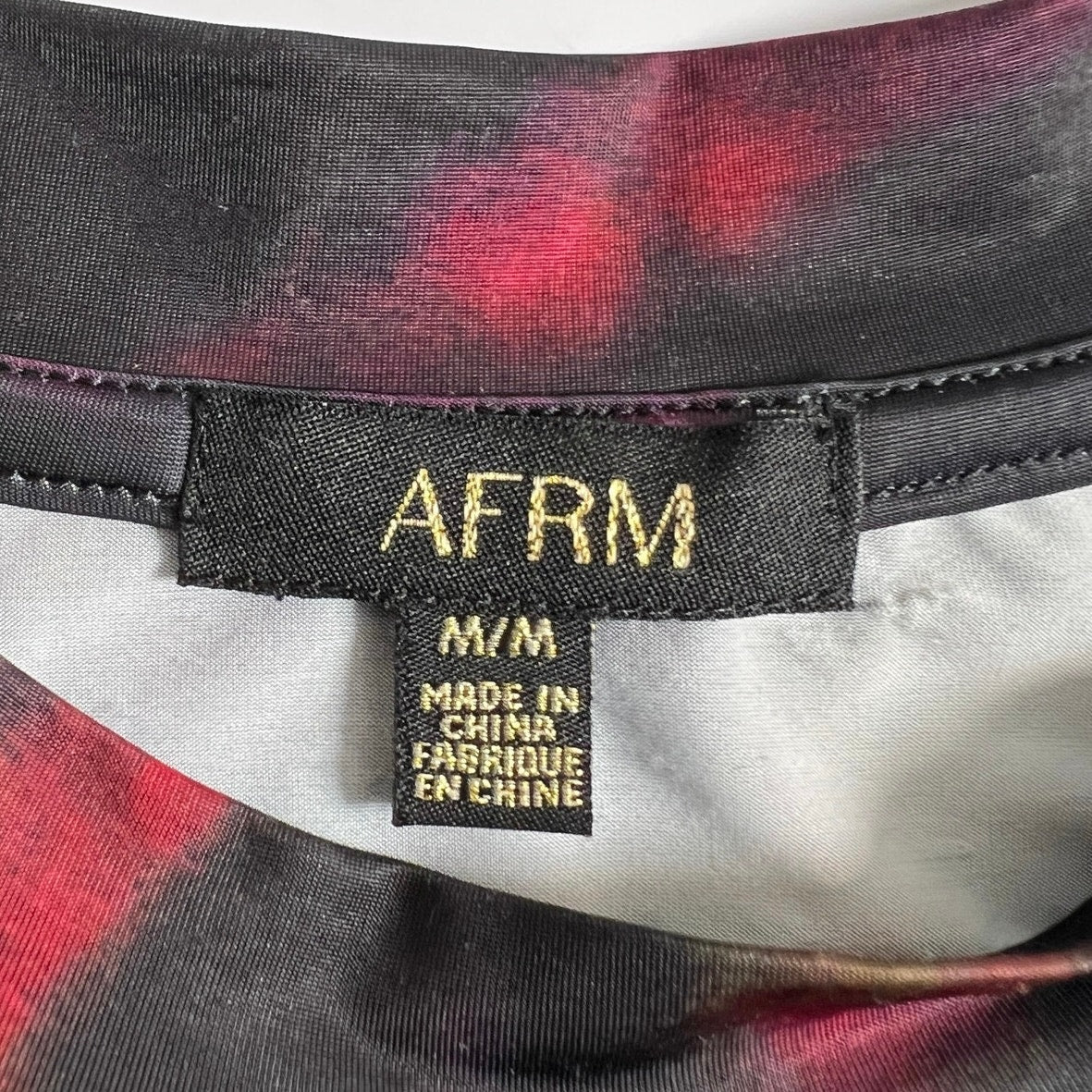 AFRM Billie Shoulder Pad Crew Neck Drop Arm Draped Top M