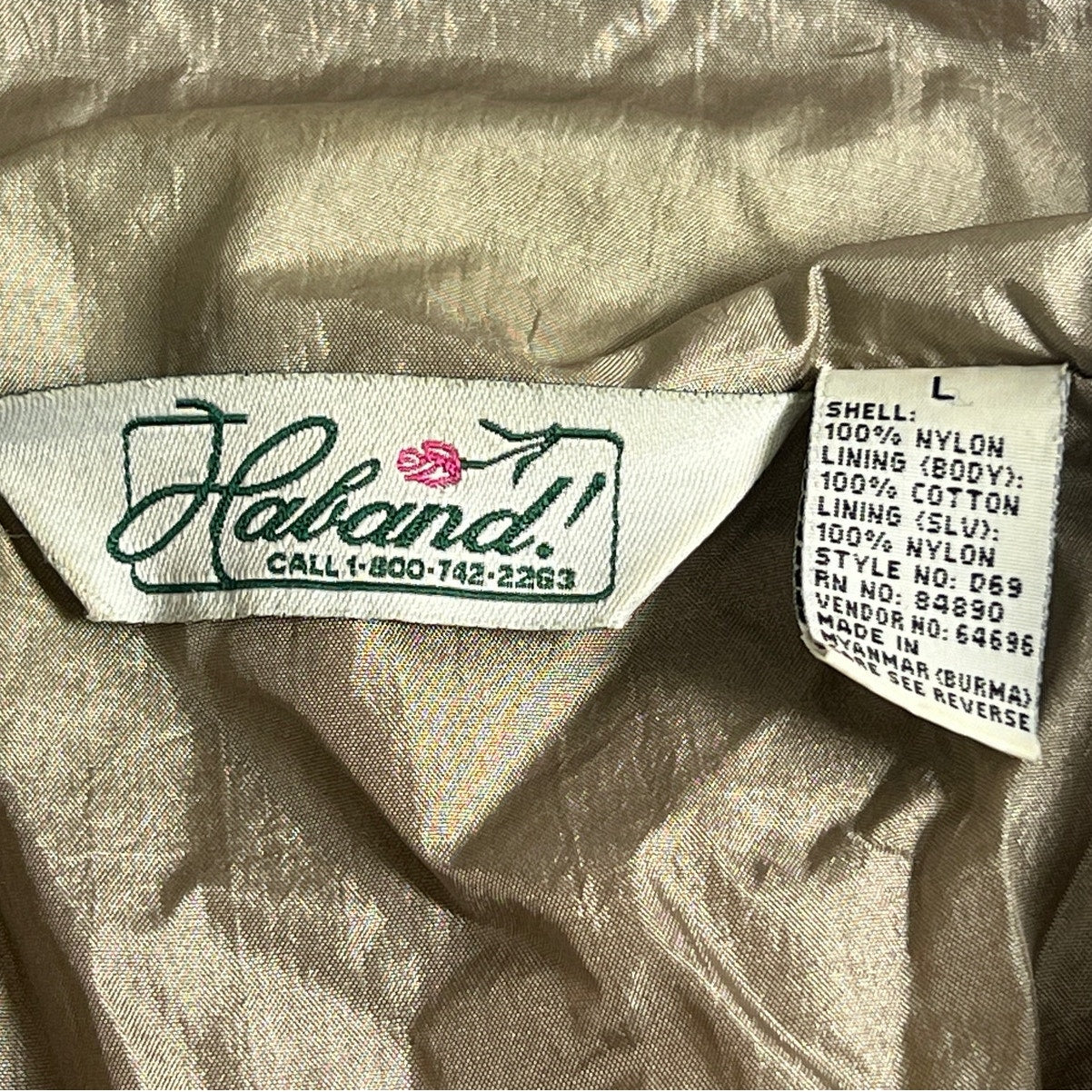 Haband! Vintage 90s Metallic Champagne Windbreaker/L