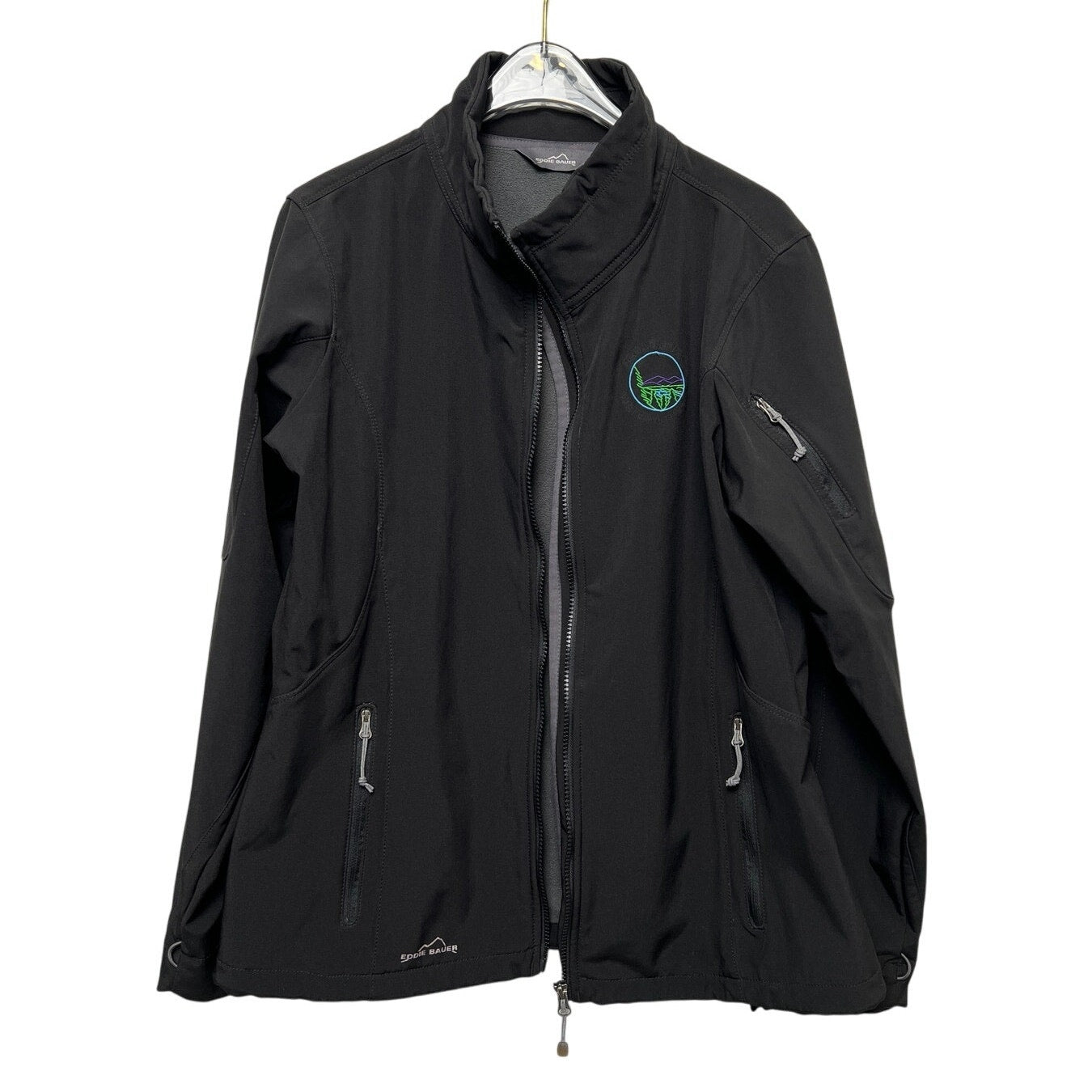 Eddie Bauer Fleece Lined Jacket - Black, Embroidered, Large