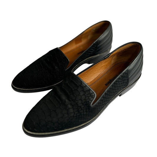 The Kooples Black Python Suede and Leather Loafer 7