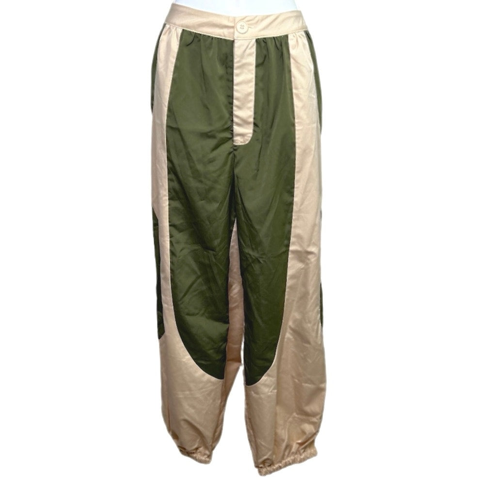 CIDER Woven Colorblock Corset Top + Jogger Pants Set/M/L