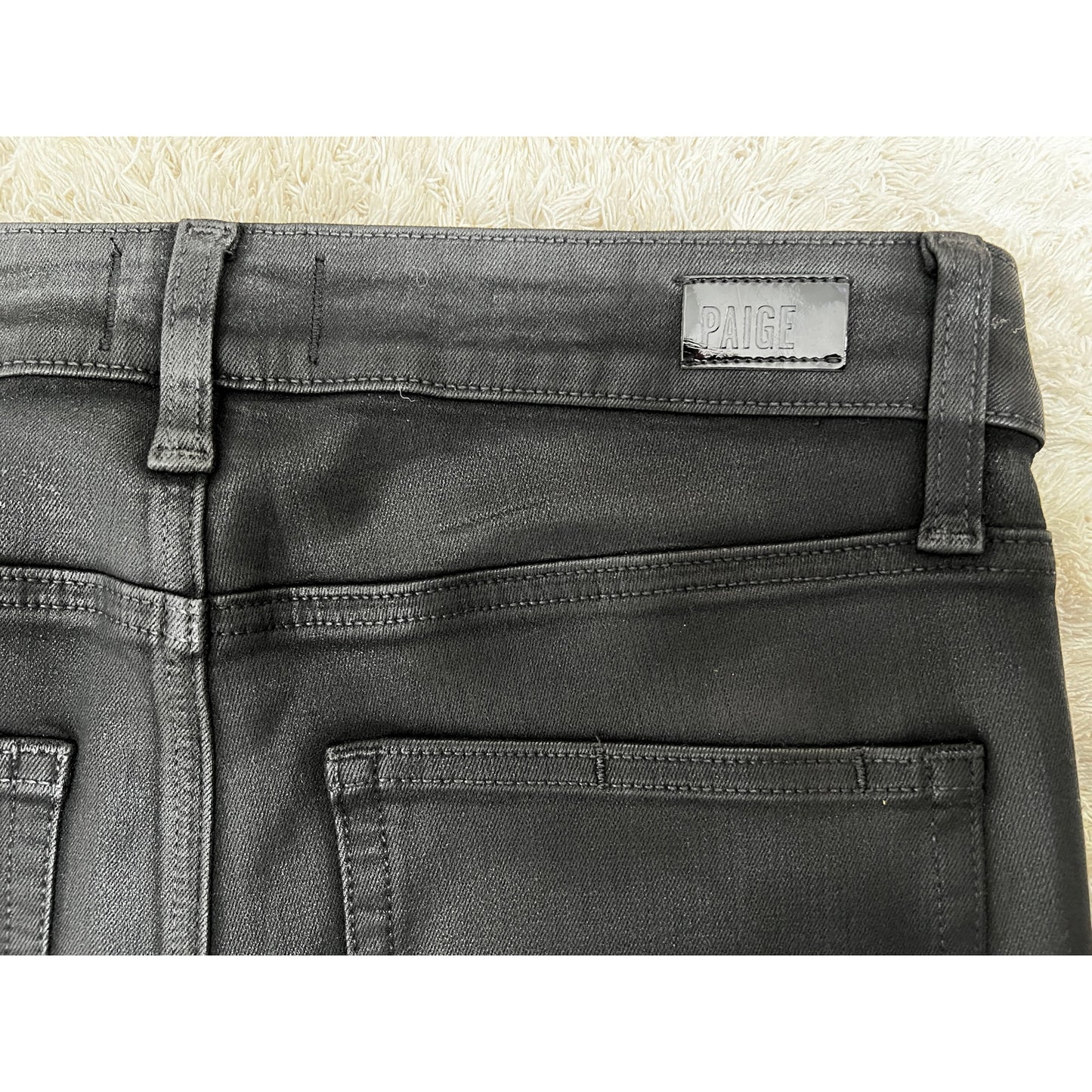 PAIGE Women's Cindy Luxe Coating Black Slim Straight Jeans