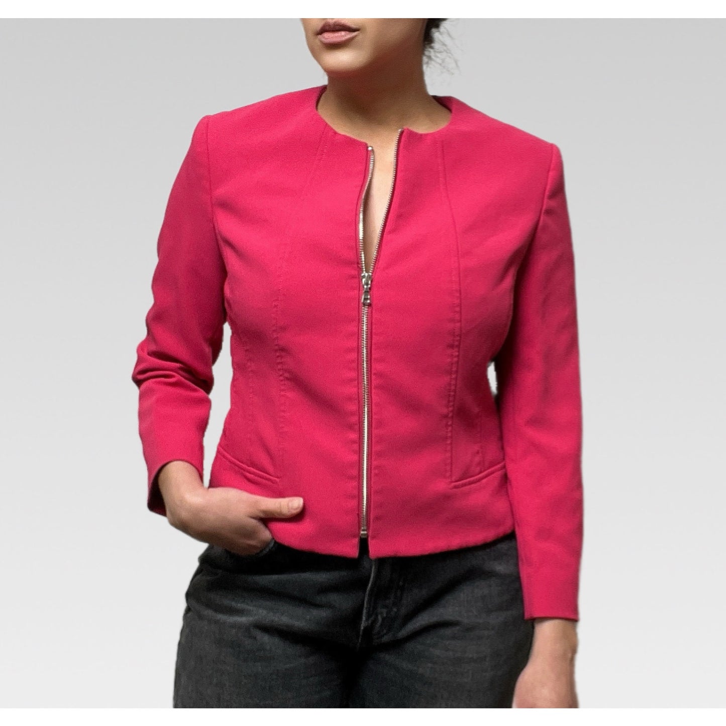 Anne Klein Zip Front Jacket -Fuschia/10