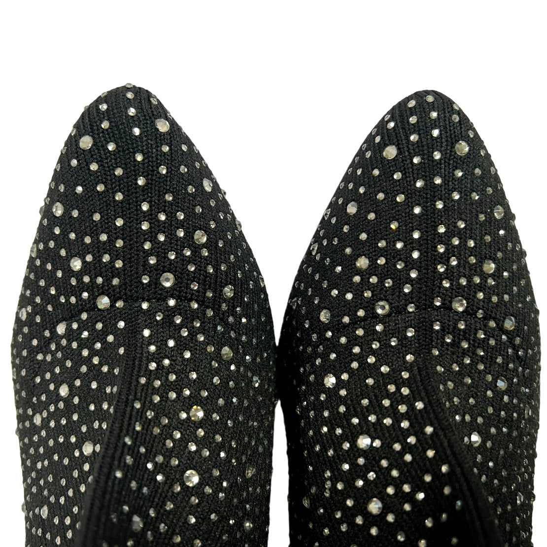 Wild Diva Rhinestone Studded Ankle Sock Block Heel Boots/7