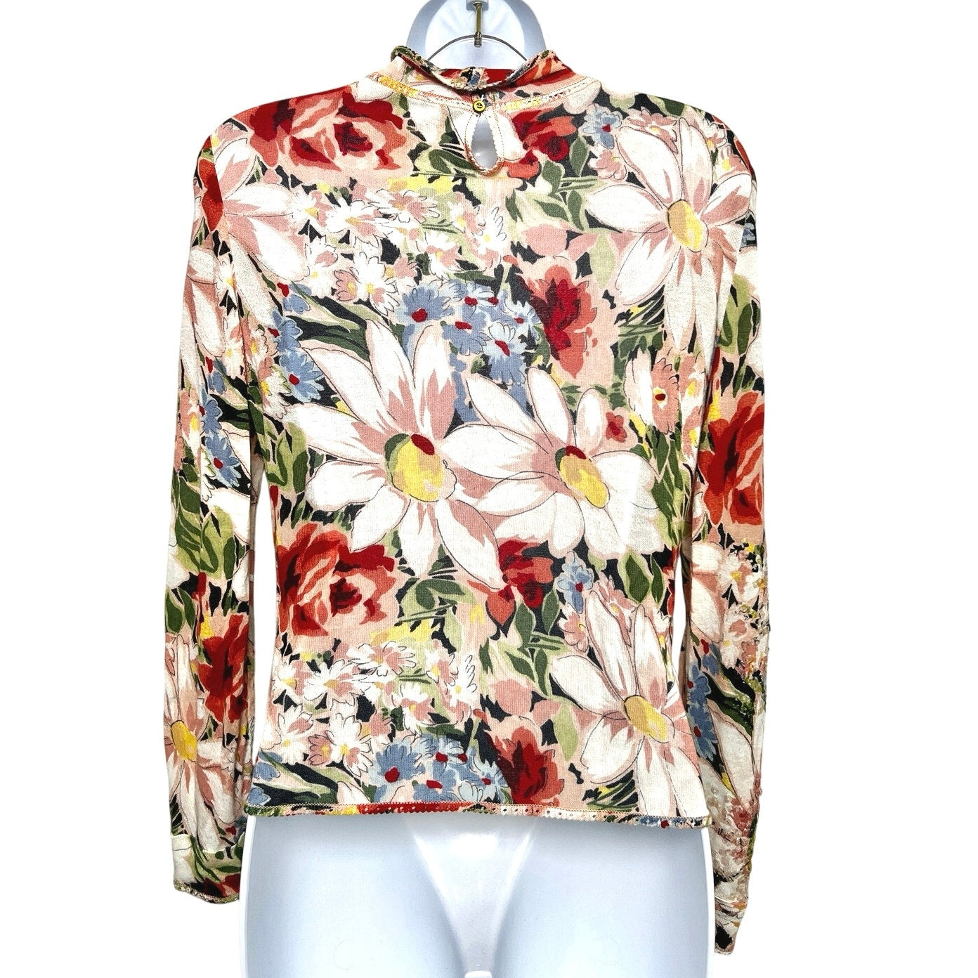 John Galliano Vintage 2001 Floral Sheer Long Sleeve Top M