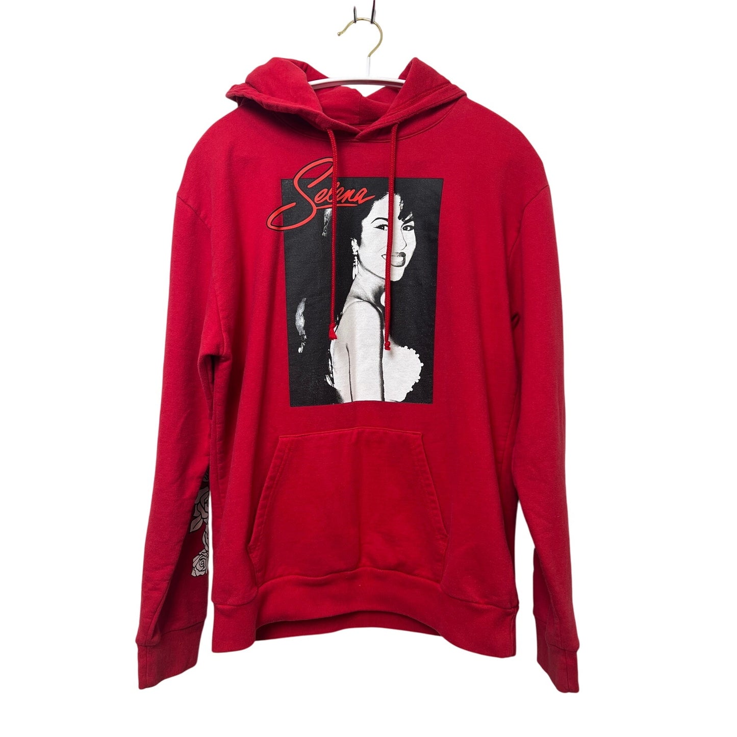 Selena Official Merch Floral Sleeve Red Hoodie M