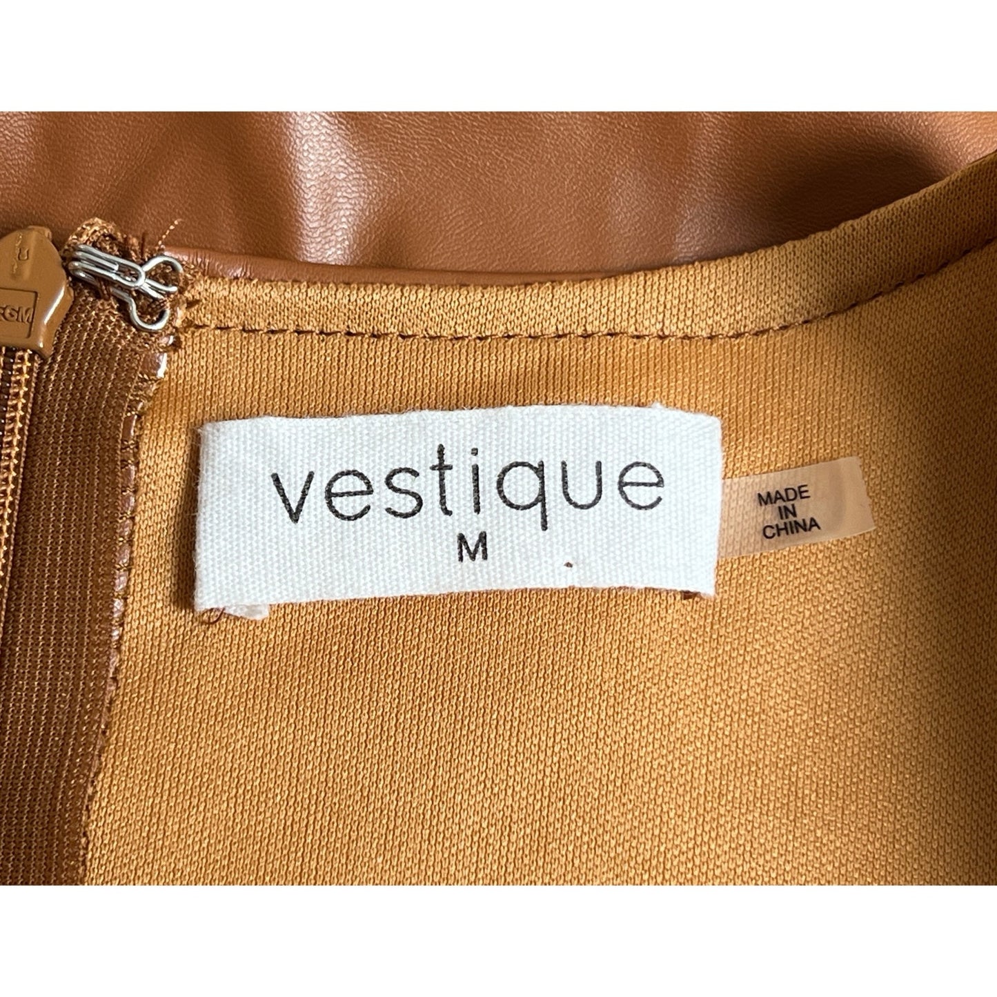 Vestique Faux Leather Wrap-Front Long Sleeve Mini Dress/M